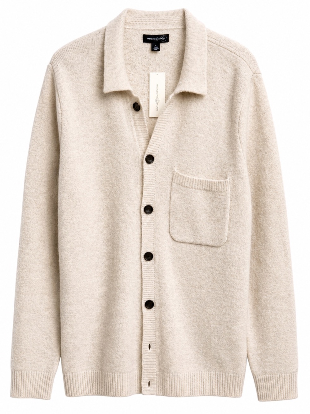 Treasure & Bond Men’s Ivory Alpaca/Merino Wool Button-Front Cardigan Size L NWT - Picture 4 of 10